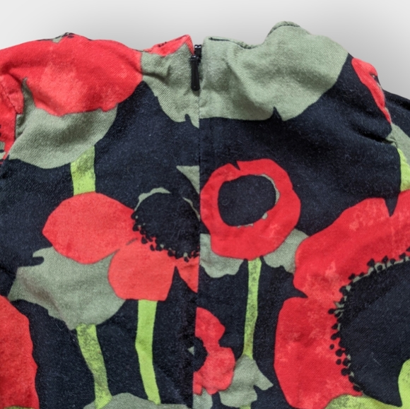3-6 Months Baby Gap Cotton Red Poppy and Black Baby Girl Dress with Zip Up Back - Picture 4 of 5